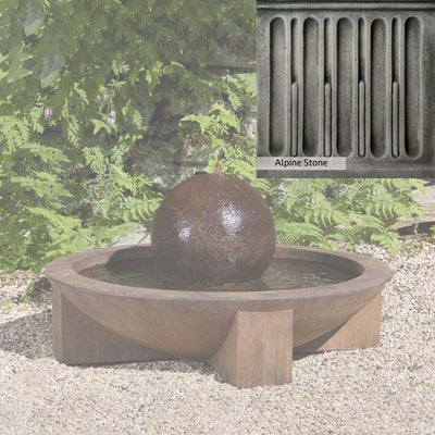 Alpine Stone Patina for the Campania International Low Zen Sphere Fountain, a medium gray with a bit of green to define the details.