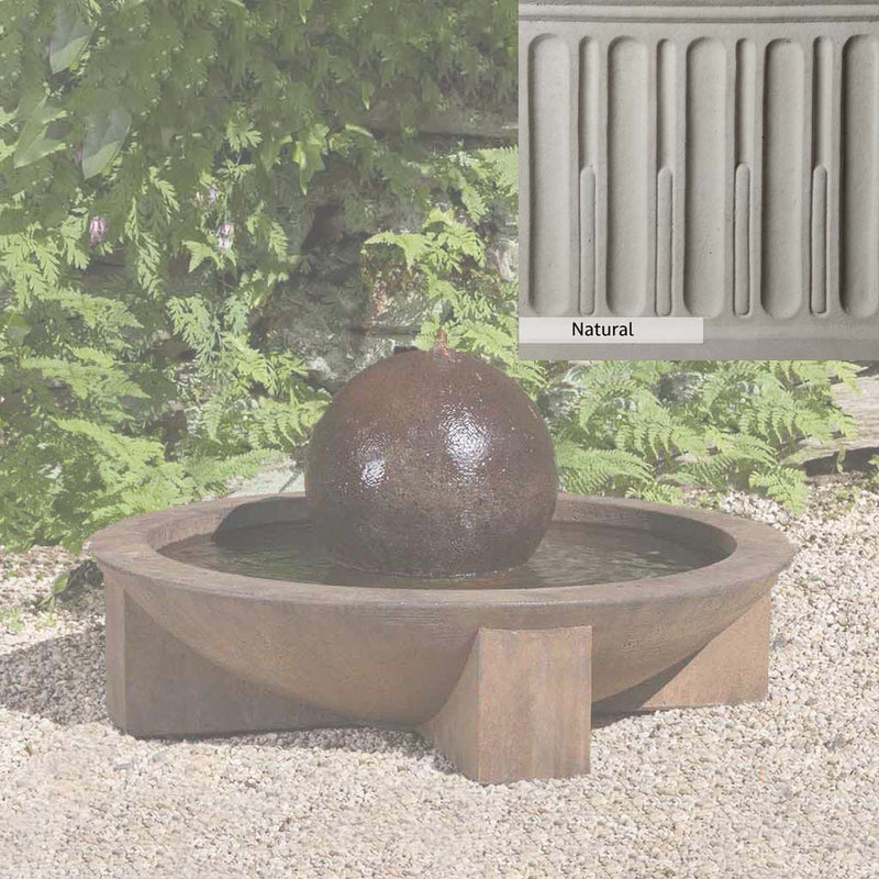 Natural Patina for the Campania International Low Zen Sphere Fountain is unstained cast stone the brightest and whitest that ages over time.