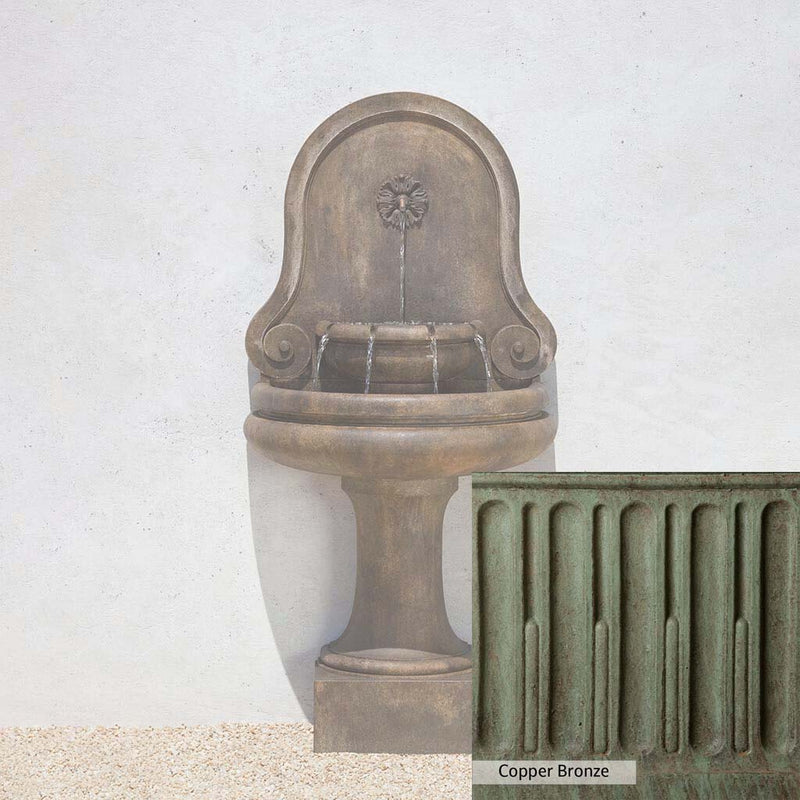 Copper Bronze Patina for the Campania International Valencia Fountain, blues and greens blended into the look of aged copper.