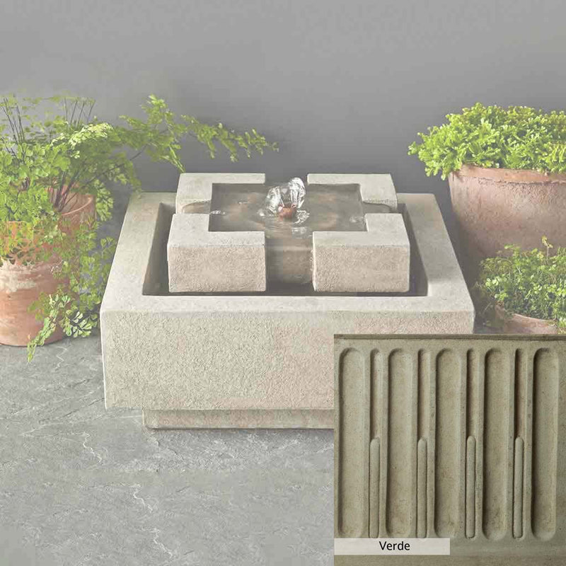 Verde Patina for the Campania International M-Series Escala Fountain, green and gray come together in a soft tone blended into a soft green.