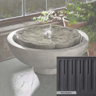 Nero Nuovo Patina for the Campania International M-Series Flores Fountain, bold dramatic black patina for the garden.
