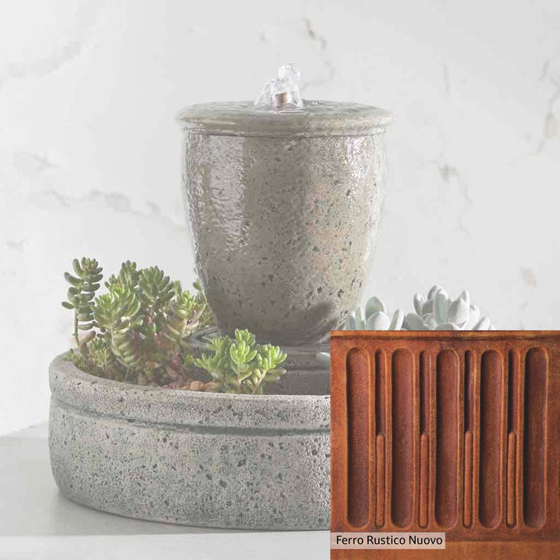 French Limestone Patina for the Campania International M-Series Rustic Spa Fountain with Planter, old-world creamy white with ivory undertones.