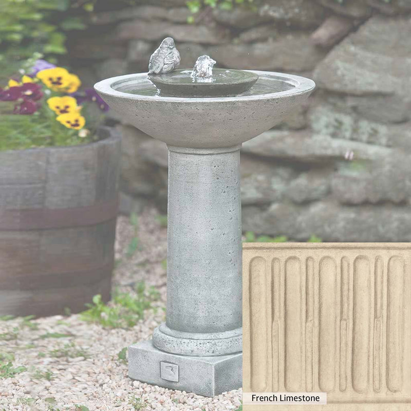 French Limestone Patina for the Campania International Aya Fountain, old-world creamy white with ivory undertones.