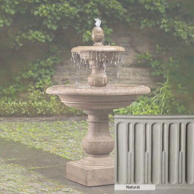 Natural Patina for the Campania International Caterina Two Tiered Fountain is unstained cast stone the brightest and whitest that ages over time.