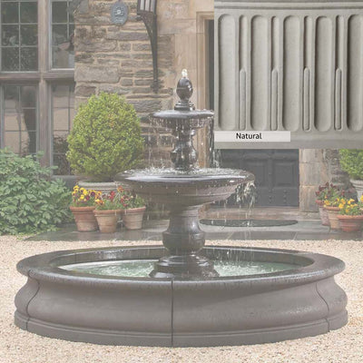 Natural Patina for the Campania International Caterina Fountain in Basinis unstained cast stone the brightest and whitest that ages over time.
