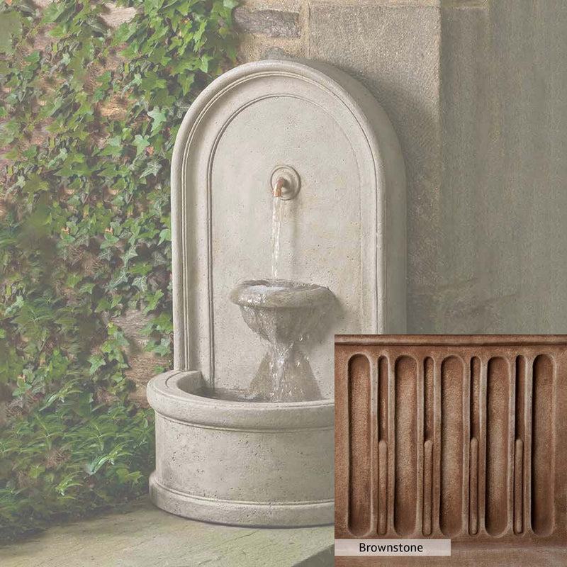 Brownstone Patina for the Campania International Colonna Fountain, brown blended with hints of red and yellow, works well in the garden.