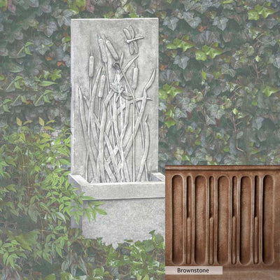 Brownstone Patina for the Campania International Dragonfly Wall Fountain, brown blended with hints of red and yellow, works well in the garden.