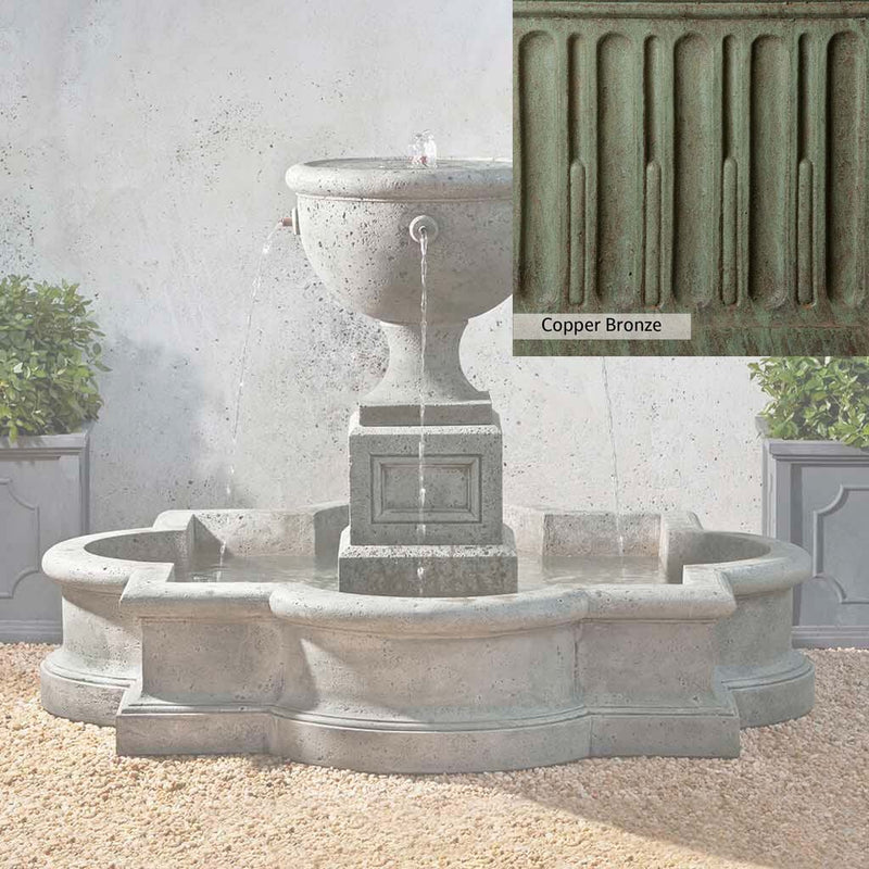 Copper Bronze Patina for the Campania International Navonna Fountain, blues and greens blended into the look of aged copper.