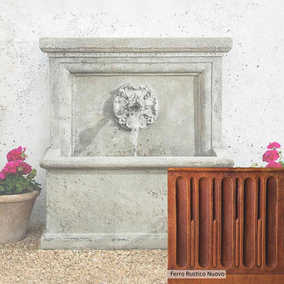 Ferro Rustico Nuovo Patina for the Campania International St. Aubin Fountain, red and orange blended in this striking color for the garden.