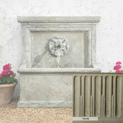 Verde Patina for the Campania International St. Aubin Fountain, green and gray come together in a soft tone blended into a soft green.