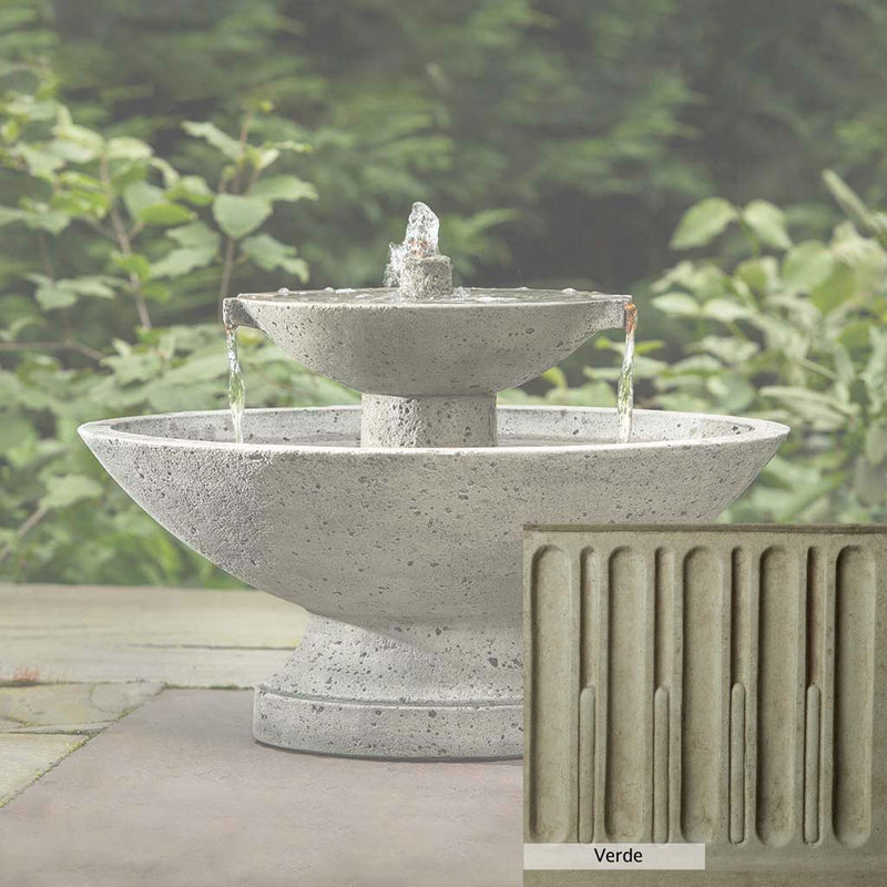 Verde Patina for the Campania International Jensen Oval Fountain, green and gray come together in a soft tone blended into a soft green.