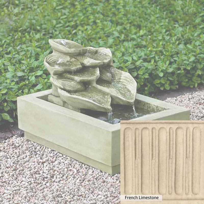 French Limestone Patina for the Campania International Cascading Hosta Fountain, old-world creamy white with ivory undertones.