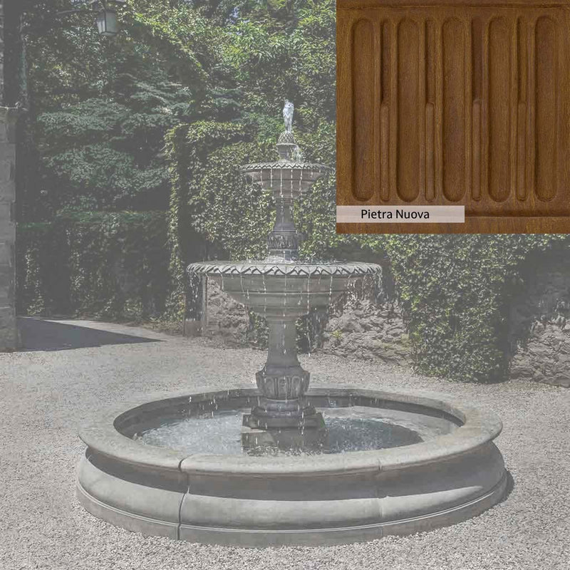 Pietra Nuova Patina for the Campania International Charleston Garden Fountain in Basin, a rich brown blended with black and orange.