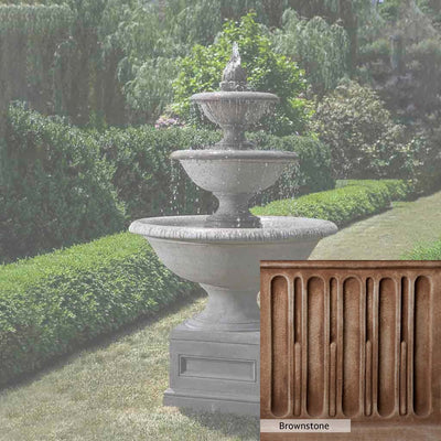 Brownstone Patina for the Campania International Monteros Fountain, brown blended with hints of red and yellow, works well in the garden.