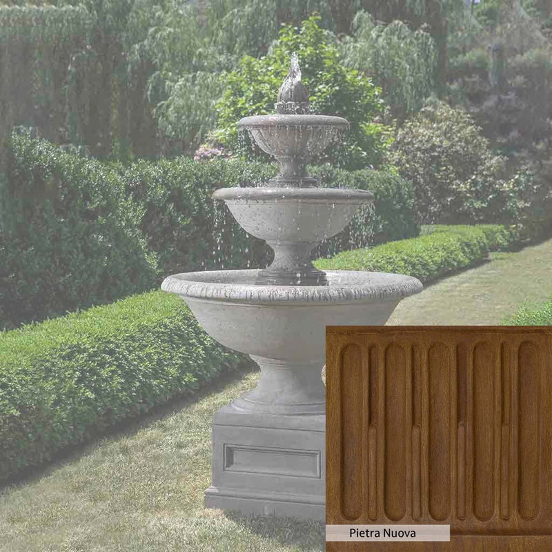 Pietra Nuova Patina for the Campania International Monteros Fountain, a rich brown blended with black and orange.
