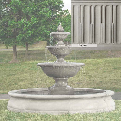 Natural Patina for the Campania International Monteros Fountain in Basinis unstained cast stone the brightest and whitest that ages over time.