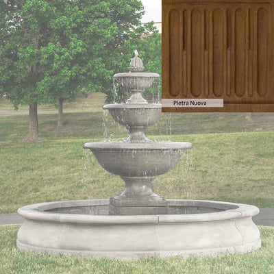 Pietra Nuova Patina for the Campania International Monteros Fountain in Basin, a rich brown blended with black and orange.