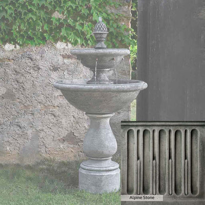 Alpine Stone Patina for the Campania International Charente Fountain, a medium gray with a bit of green to define the details.