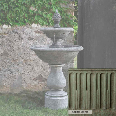 Copper Bronze Patina for the Campania International Charente Fountain, blues and greens blended into the look of aged copper.