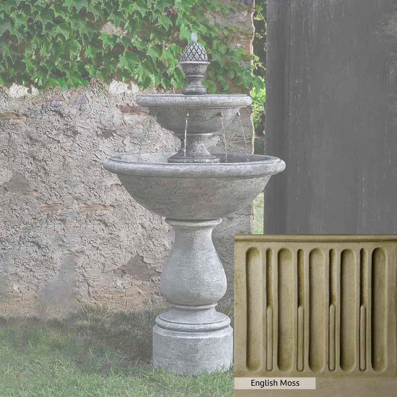 English Moss Patina for the Campania International Charente Fountain, green blended into a soft pallet with a light undertone of gray.
