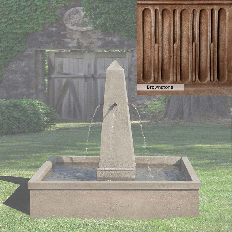 Brownstone Patina for the Campania International St. Remy Fountain, brown blended with hints of red and yellow, works well in the garden.