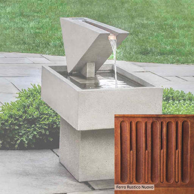 Ferro Rustico Nuovo Patina for the Campania International Triad Fountain, red and orange blended in this striking color for the garden.