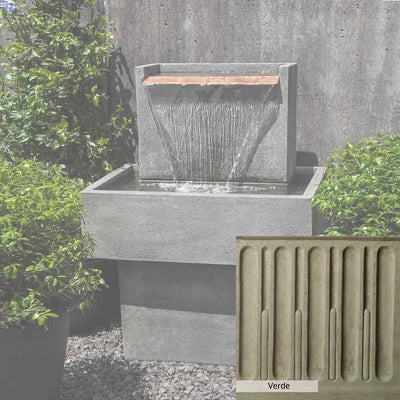 Verde Patina for the Campania International Falling Water Fountain I, green and gray come together in a soft tone blended into a soft green.