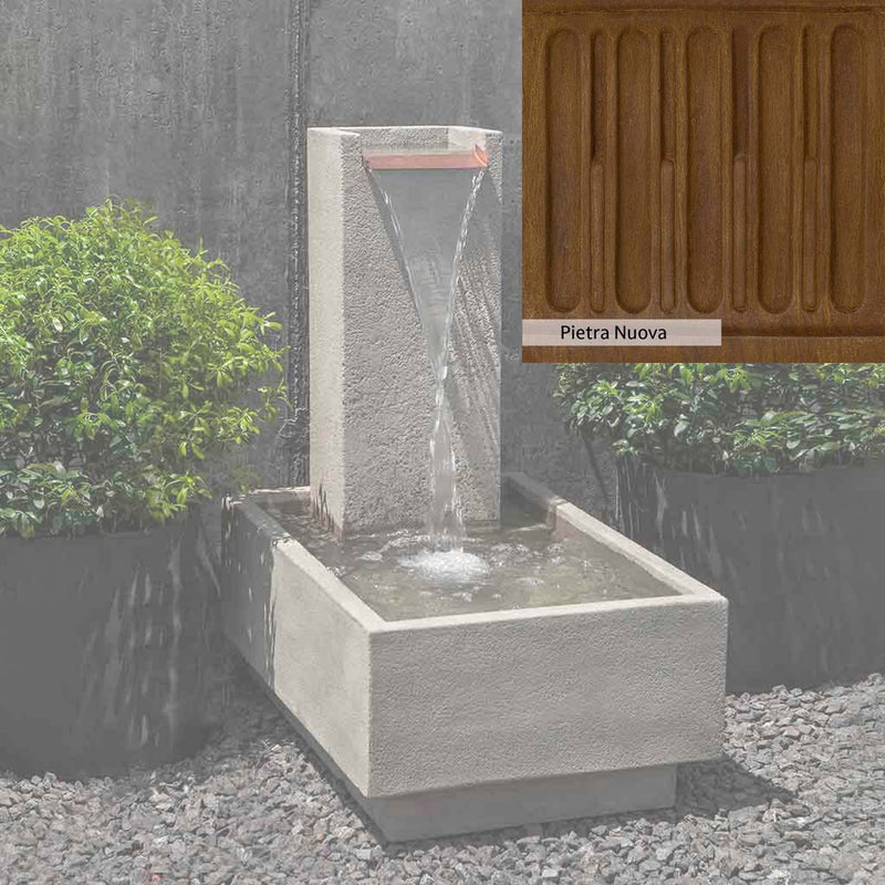 Pietra Nuova Patina for the Campania International Falling Water Fountain IV, a rich brown blended with black and orange.