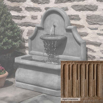 Aged Limestone Patina for the Campania International Segovia Fountain, brown, orange, and green for an old stone look.