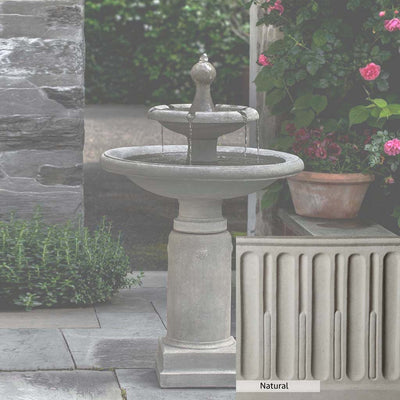 Natural Patina for the Campania International Westover Fountain is unstained cast stone the brightest and whitest that ages over time.
