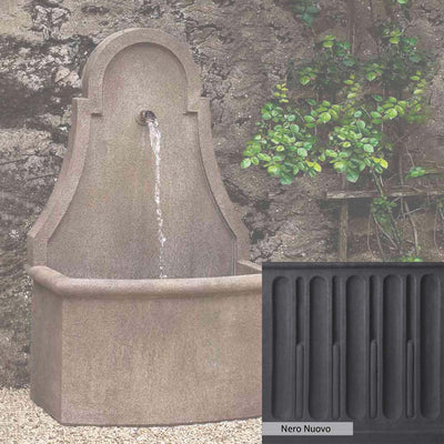 Nero Nuovo Patina for the Campania International Closerie Wall Fountain, bold dramatic black patina for the garden.