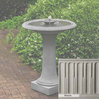 Natural Patina for the Campania International Camellia Birdbath Fountain is unstained cast stone the brightest and whitest that ages over time.