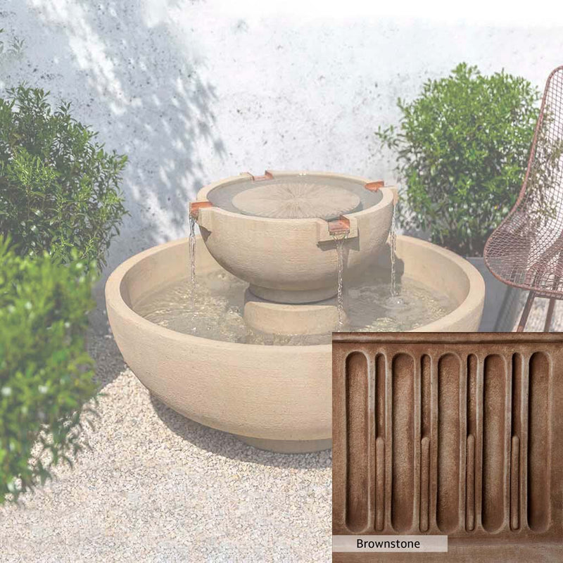 Brownstone Patina for the Campania International Small Del Rey Fountain, brown blended with hints of red and yellow, works well in the garden.