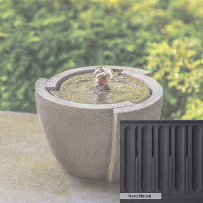 Nero Nuovo Patina for the Campania International M-Series Concept Fountain, bold dramatic black patina for the garden.