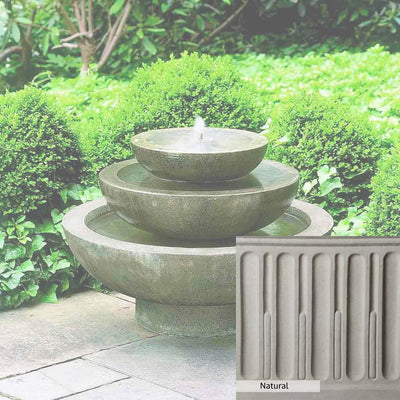 Natural Patina for the Campania International Platia Fountain is unstained cast stone the brightest and whitest that ages over time.