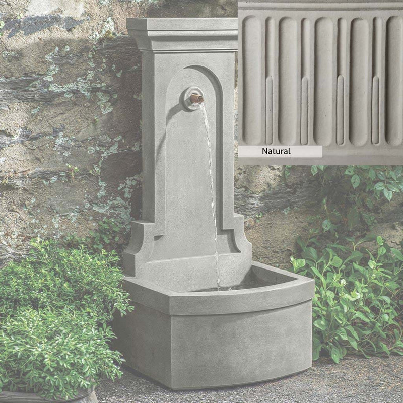 Natural Patina for the Campania International Loggia Fountain is unstained cast stone the brightest and whitest that ages over time.