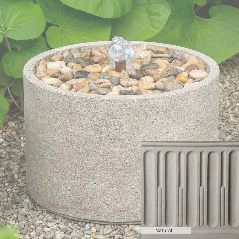 Natural Patina for the Campania International Salinas Pebble Fountain is unstained cast stone the brightest and whitest that ages over time.