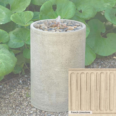 French Limestone Patina for the Campania International Salinas Pebble Tall Fountain, old-world creamy white with ivory undertones.