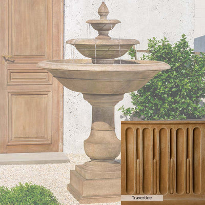 Travertine Patina for the Campania International Savannah Fountain, soft yellows, oranges, and brown for an old-word garden.