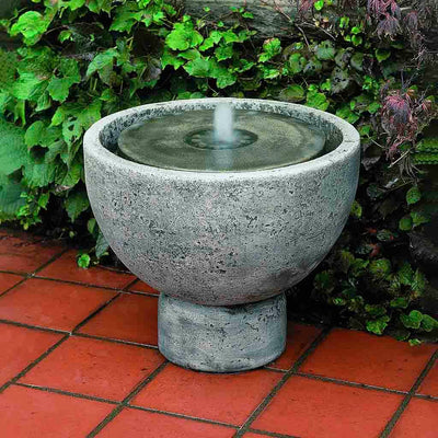 Campania International Rustica Pot Fountain is made of cast stone by Campania International and shown in the Alpine Stone Patina