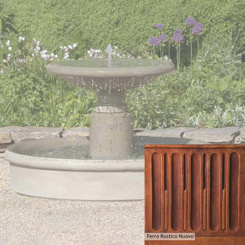 Ferro Rustico Nuovo Patina for the Campania International Esplanade Fountain, red and orange blended in this striking color for the garden.