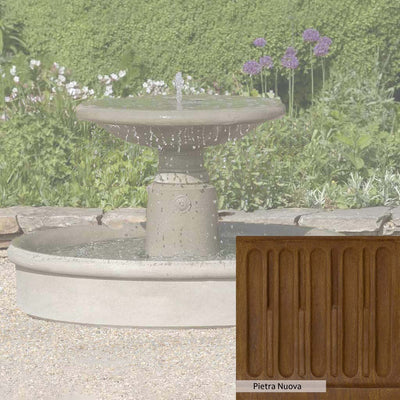 Pietra Nuova Patina for the Campania International Esplanade Fountain, a rich brown blended with black and orange.