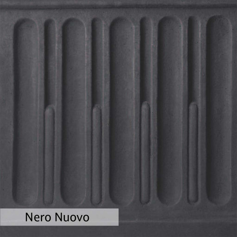 Nero Nuovo Patina for the Campania International Low Profile Riser, bold dramatic black patina for the garden.