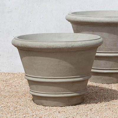 Campania International Classic Rolled Rim 31.5 inch is shown in the Verde Patina. Made from cast stone.