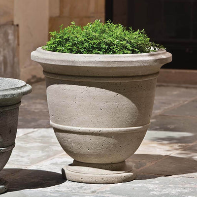 Campania International Relais Large Urn is shown in the Verde Patina. Made from cast stone.