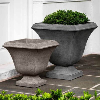 Campania International Trowbridge Large Urn is shown in the Alpine Stone Patina. Made from cast stone.