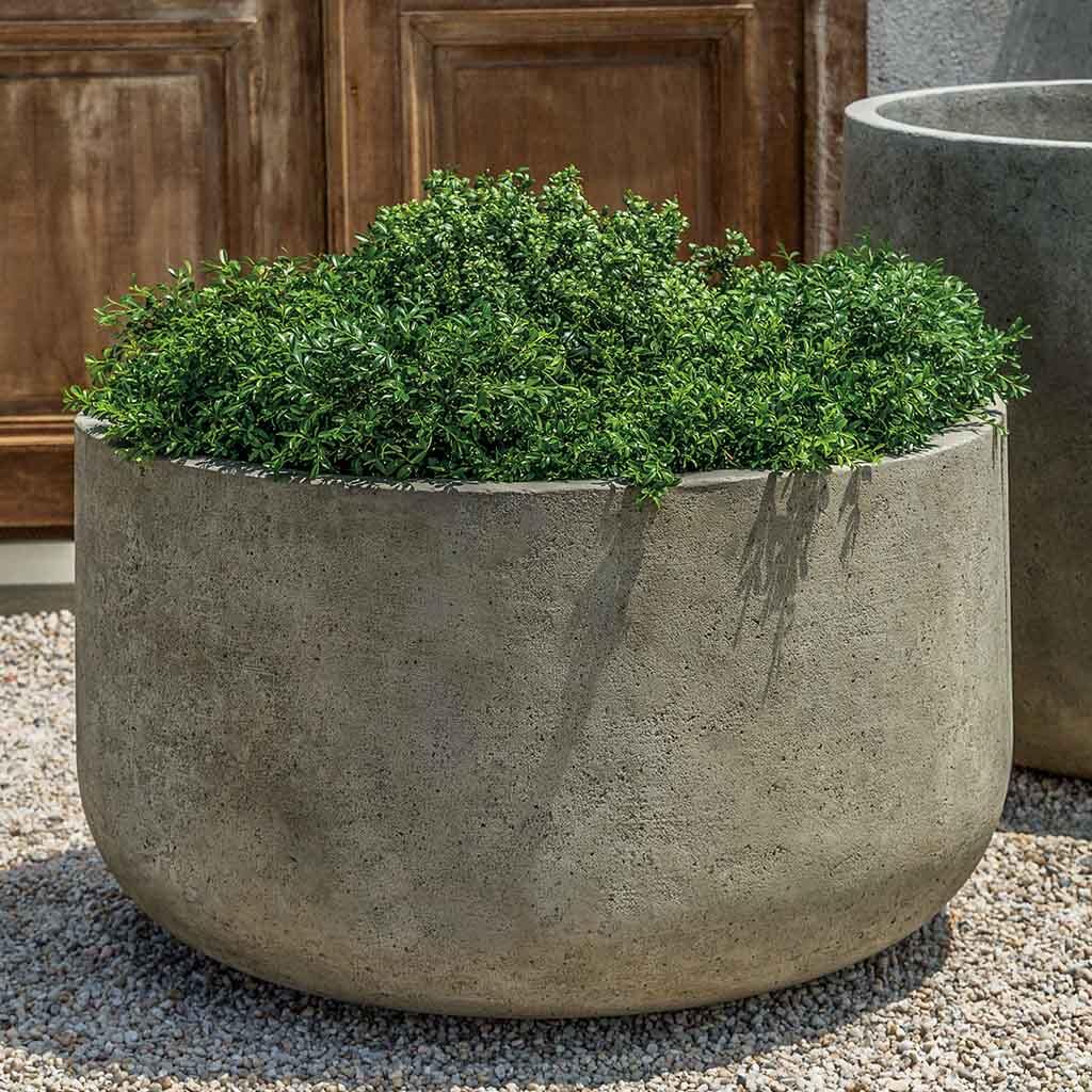 best large planter pots Campania International Low Tribeca Planter, XLG Greystone