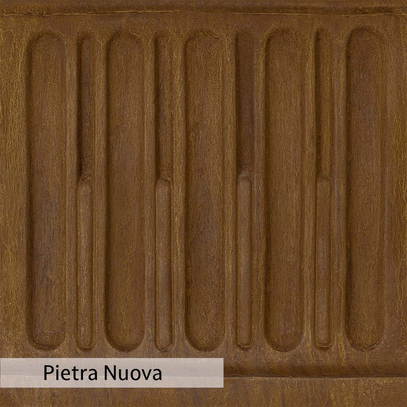 Pietra Nuova Patina for the Campania International Williamsburg Strapwork Leaf Urn, a rich brown blended with black and orange.