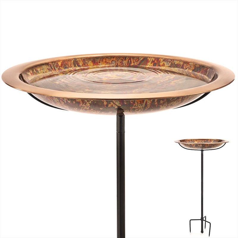 Good Directions 18 inch Fired Copper Bird Bath with Garden Pole