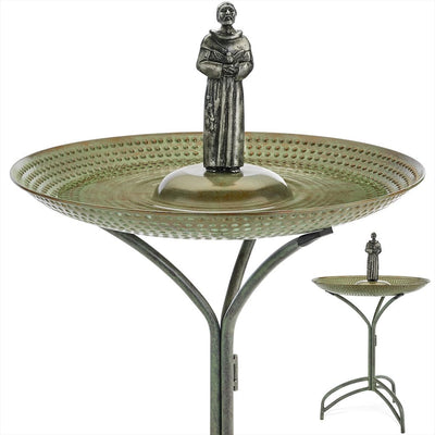 Good Directions 20 inch Blue Verde Copper Bird Bath with St Francis